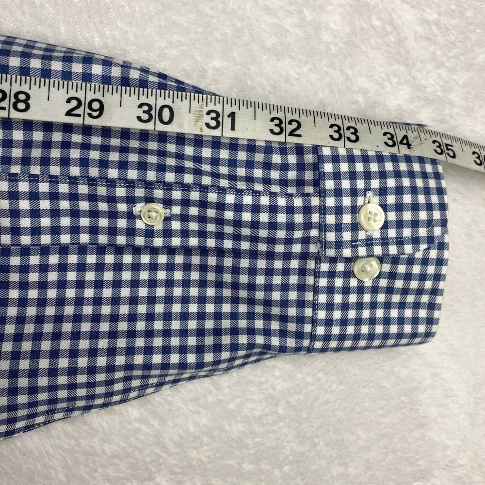 Brooks Brothers Shirt Mens Medium Blue/White Checks Regent Non Iron - Picture 8 of 9
